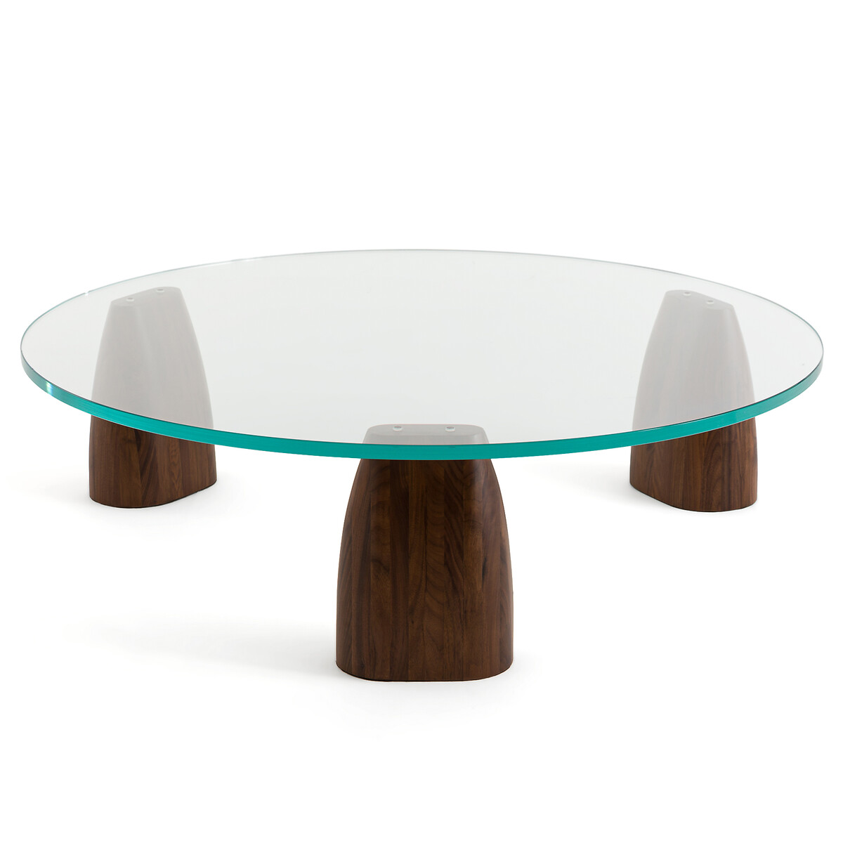 Clay Tripod Base Glass & Walnut Coffee Table