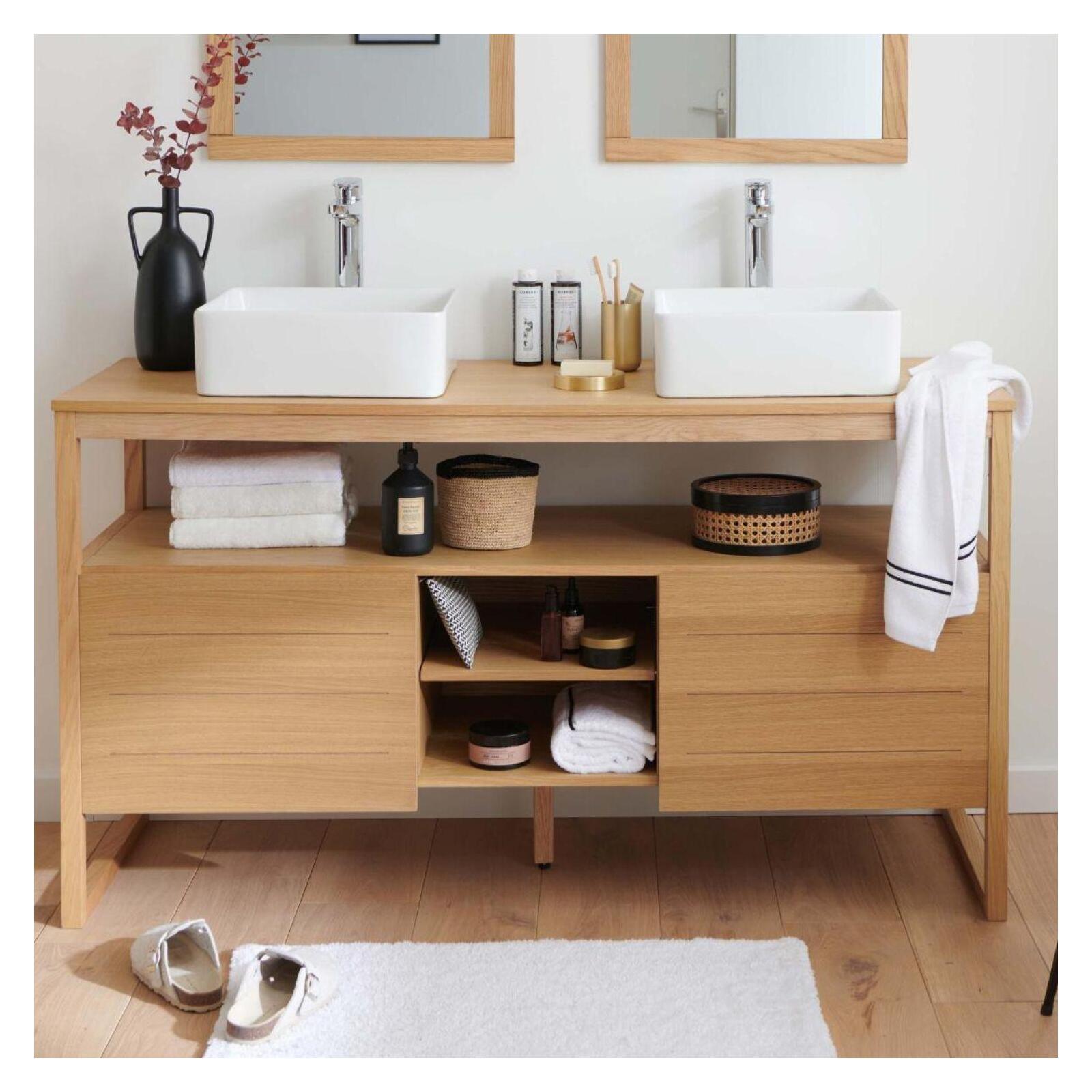Ensemble meuble double vasque 140 cm + Vasques + Robinets ATOLL, MOB IN