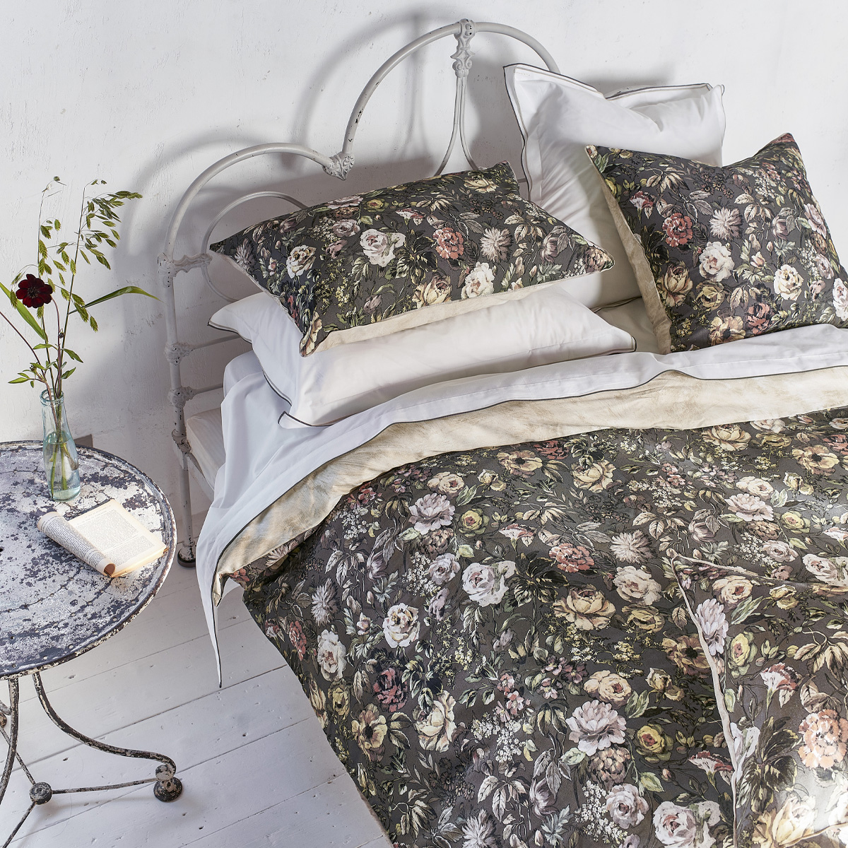 Housse de couette imprimée en satin de coton, MANSUR, DESIGNERS GUILD