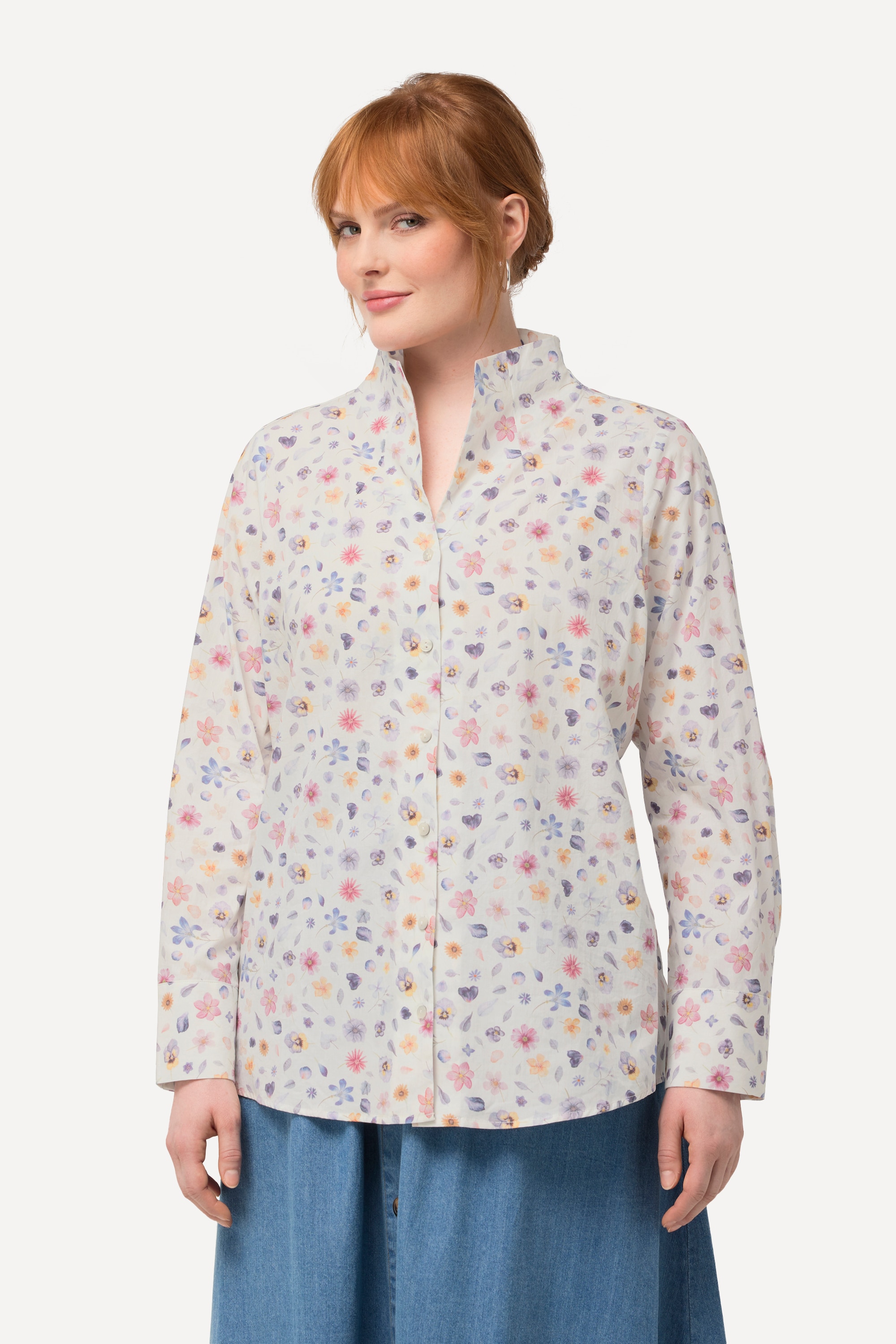 Blouse ULLA POPKEN Manches Longues Taille 44 - Gris Clair, Coupe Ample, Occasion Très Bon état
