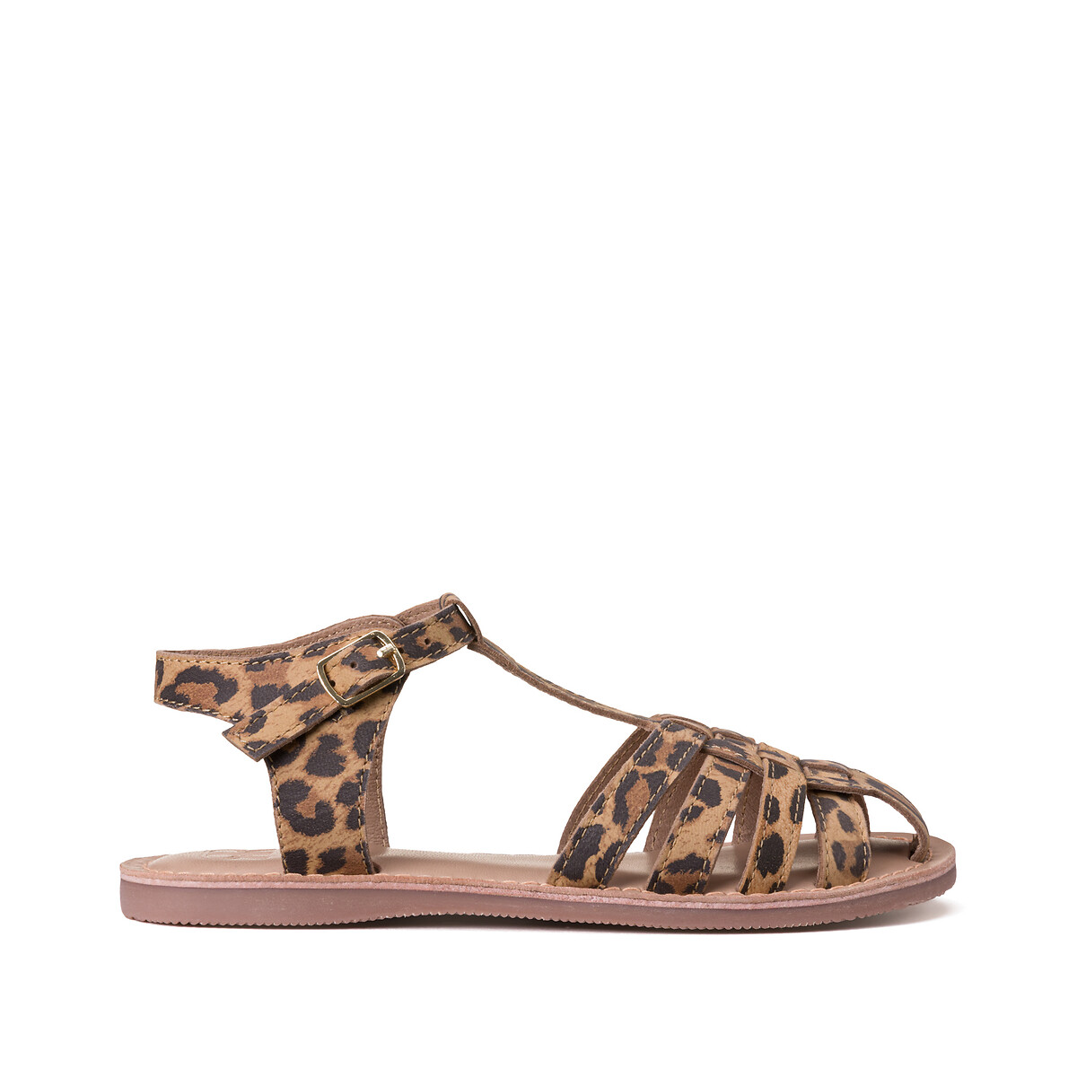 Kids Leopard Print Leather Sandals