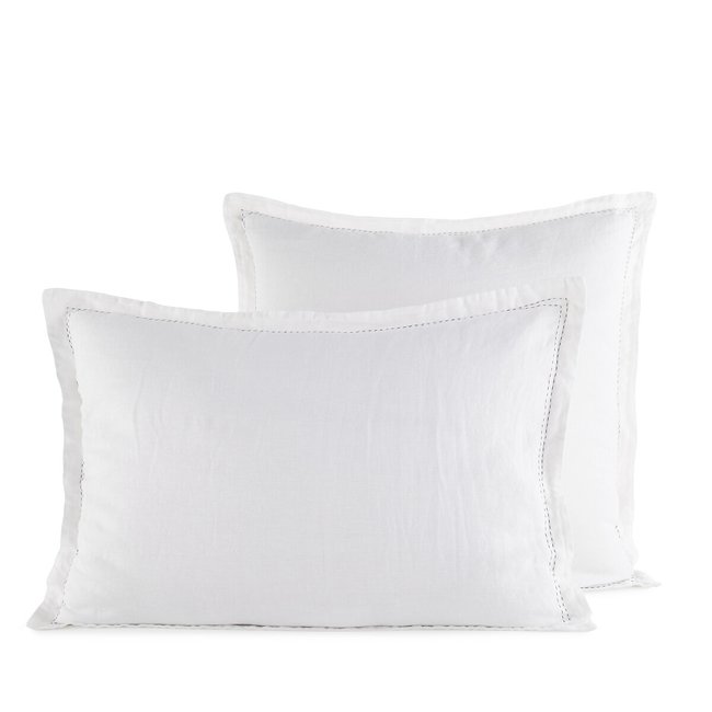 Pointeggia 100% Washed Linen Pillowcase, white/black, AM.PM