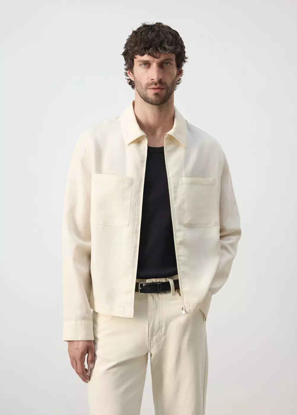 Veste slim fit en lin et poches, MANGO MAN