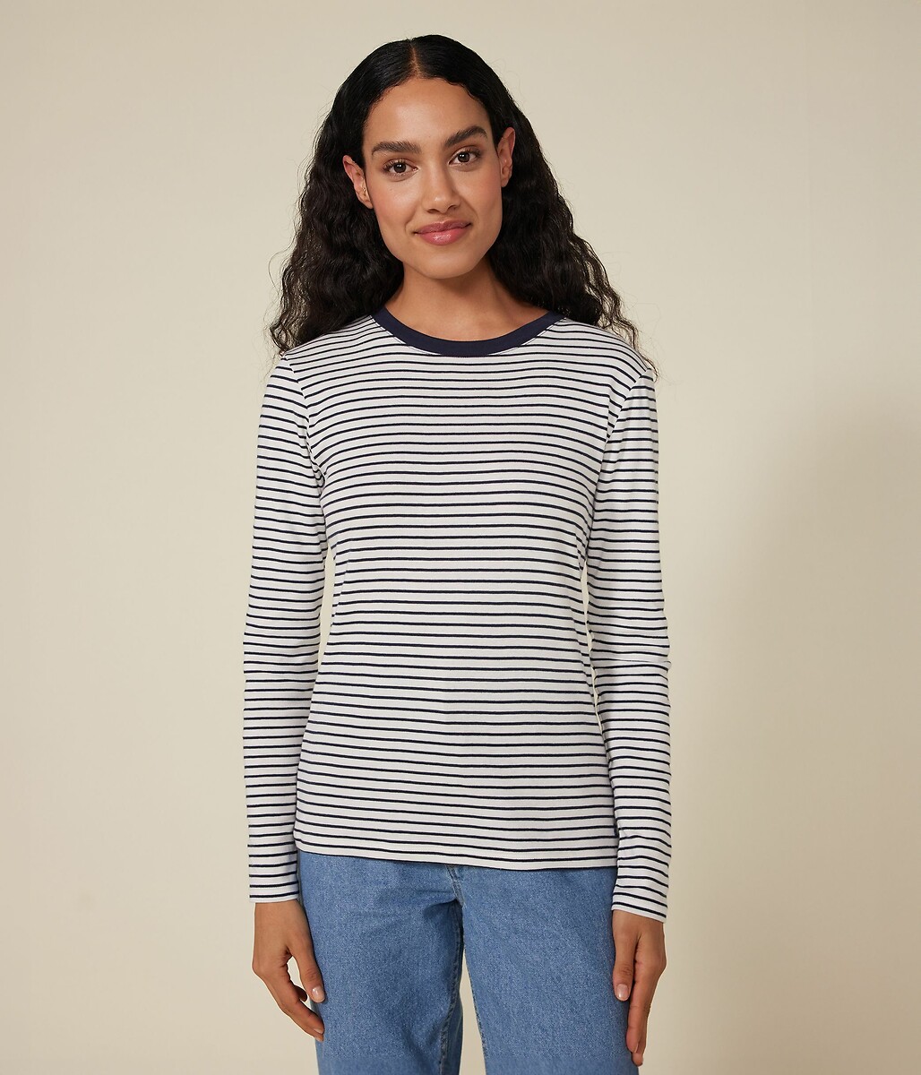 Iconisch T-shirt met lange mouwen in gestreept ribtricot, PETIT BATEAU