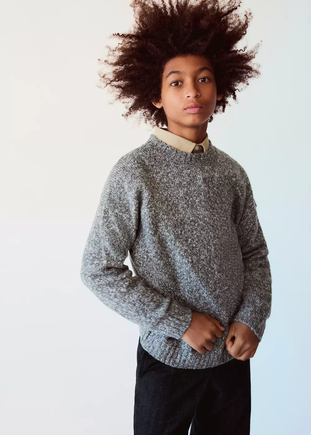 Pull-over chiné col rond, MANGO KIDS