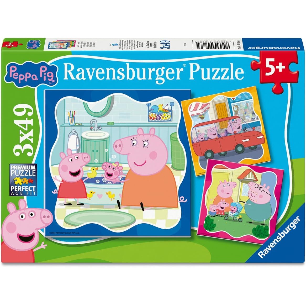 Puzzle Peppa Pig La famille d'abord 3x49 pcs, RAVENSBURGER