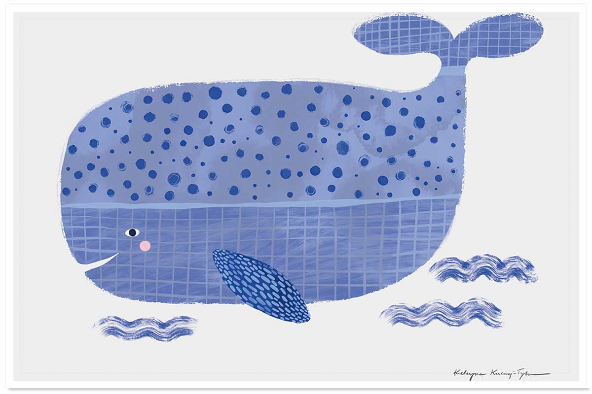 Affiche enfant baleine bleue, HEXOA