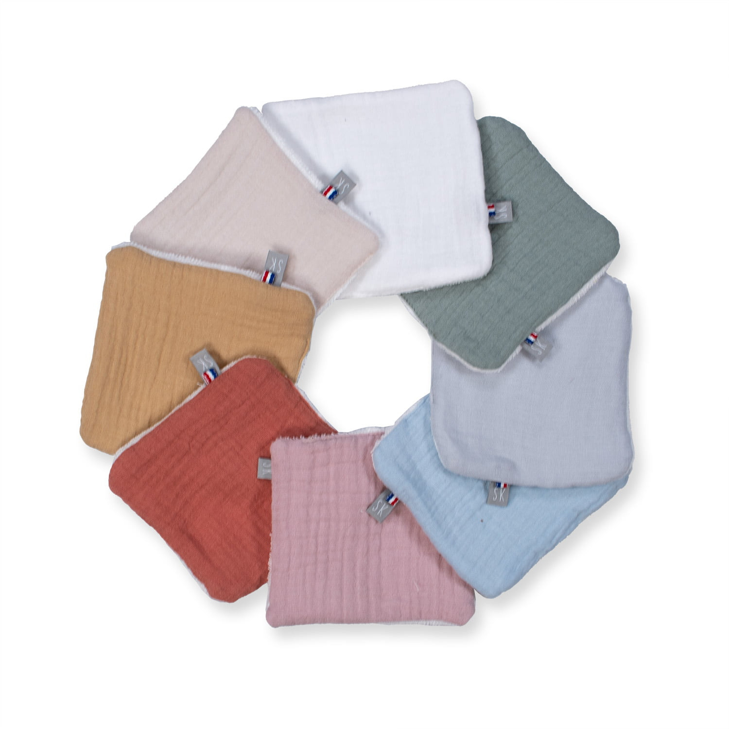 Lot de 8 lingettes lavables en gaze de coton et bambou JEANNE, SEVIRA KIDS