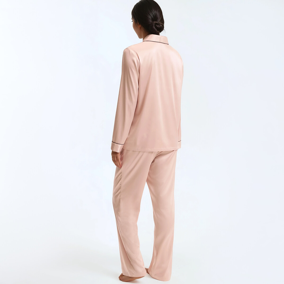 Pyjama Banane En Satin à Manches Longues Pour Enfant - Ensemble 2 Pièces Boutonné - Taille élastique 5-14 Ans - 14