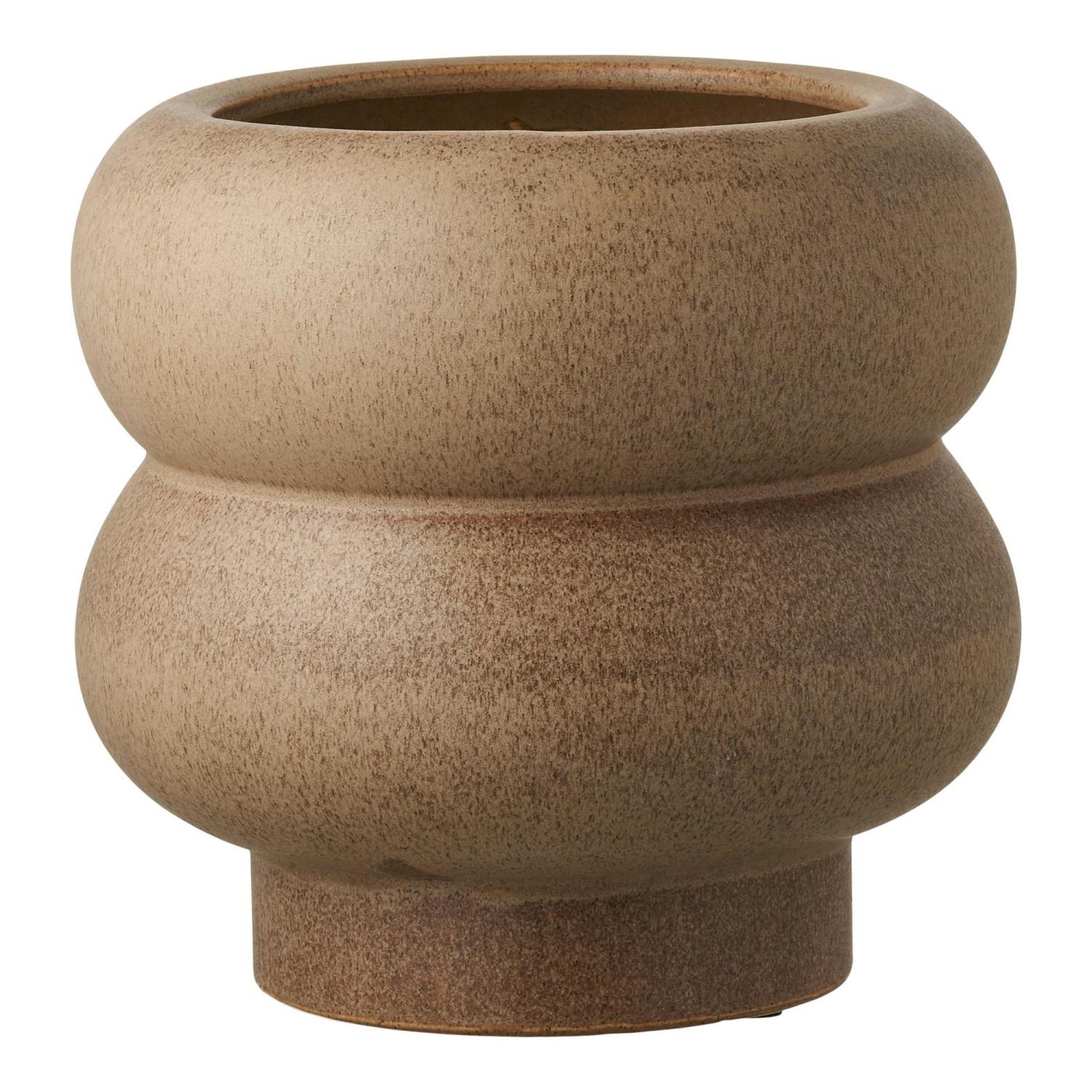 Cache-pot design organique céramique beige H 17,5 cm, PIER IMPORT