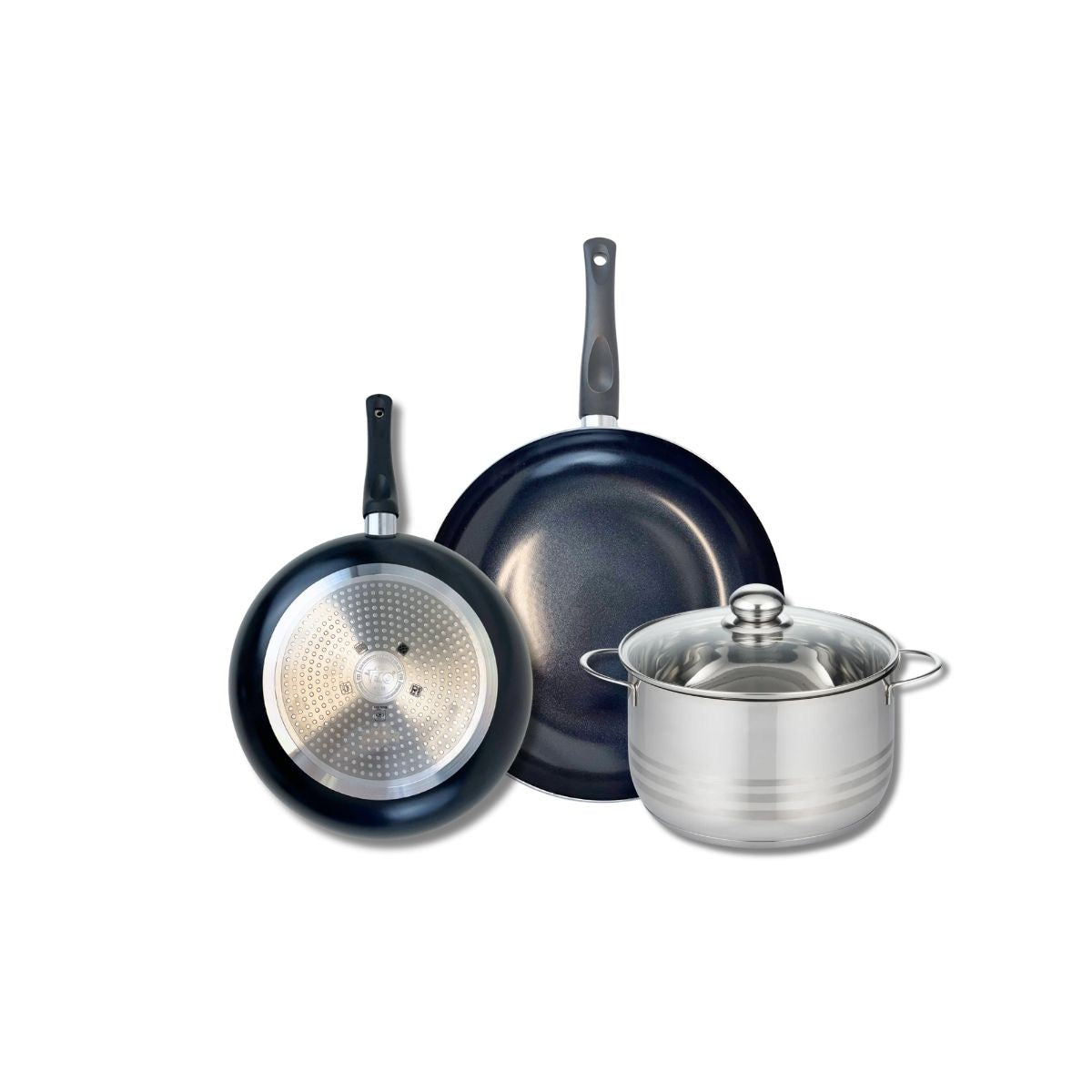 Batterie 2 poêles 24/28cm + 1 faitout 20cm PRIMA BRILLANT, ELO