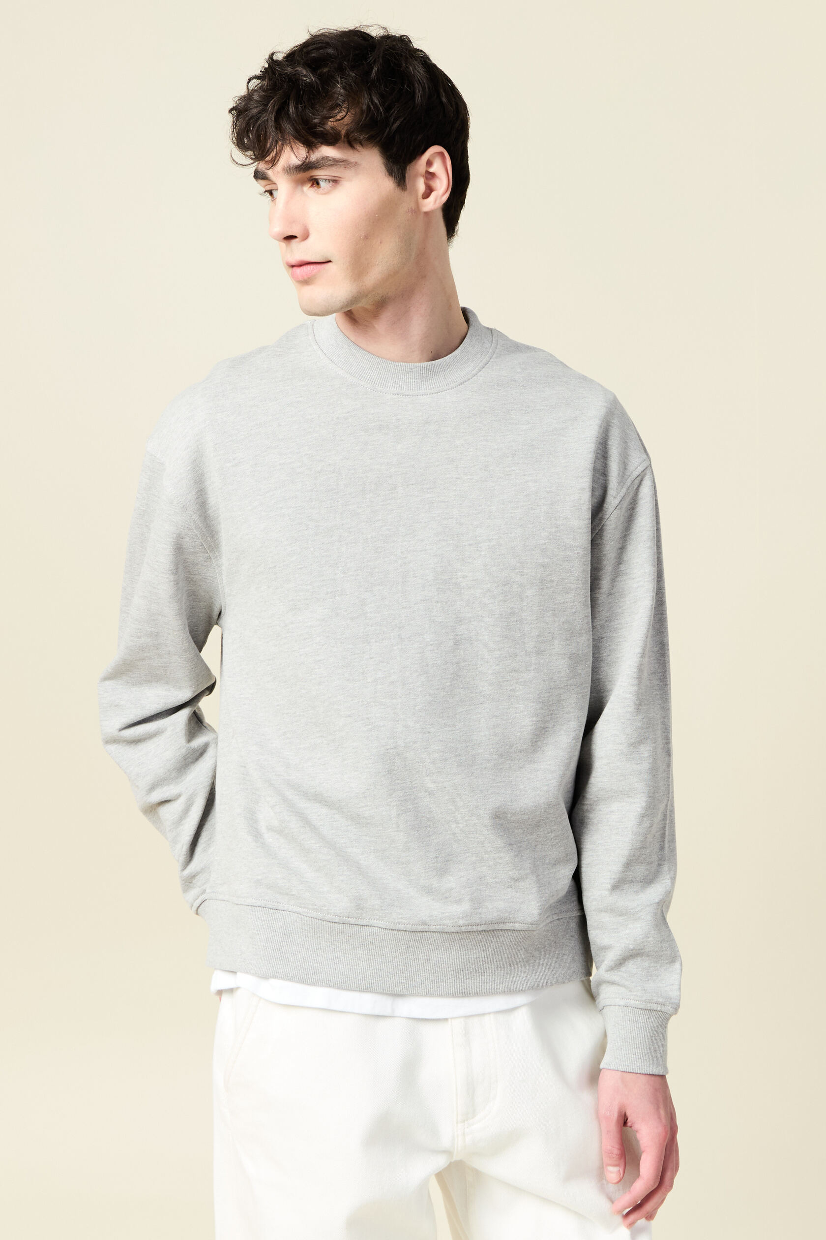 Sweat col rond manches longues en coton, BONOBO
