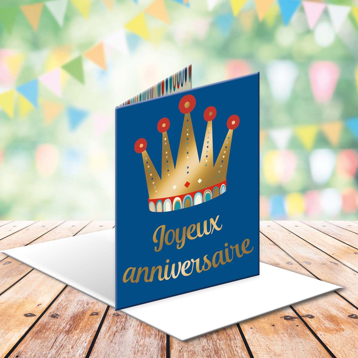 Grande Carte Anniversaire Couronne Doree Bleu Roi Draeger Paris La Redoute