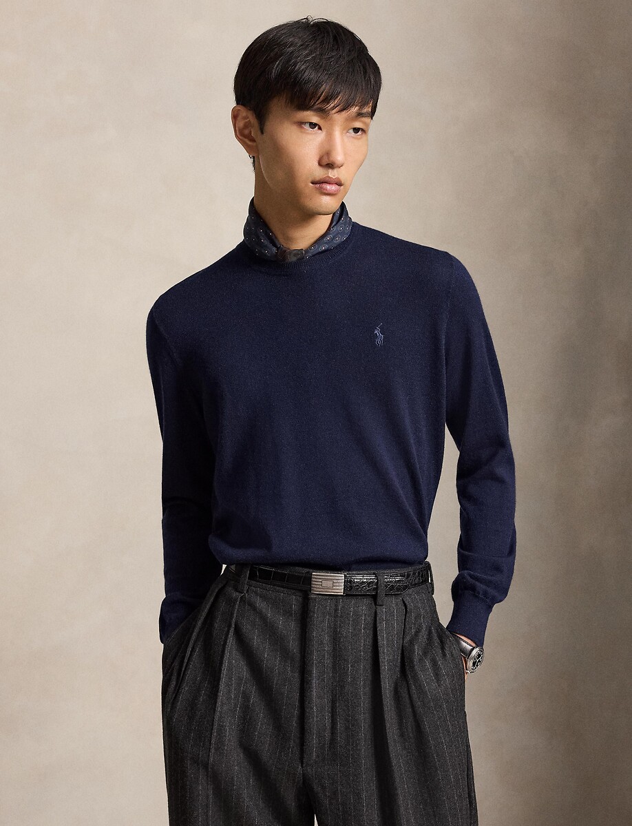 Pull col rond, en laine mérinos, POLO RALPH LAUREN