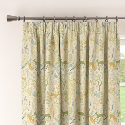 Woodland Tapestry Teal Lined Pencil Pleat Pair of Curtains SO'HOME