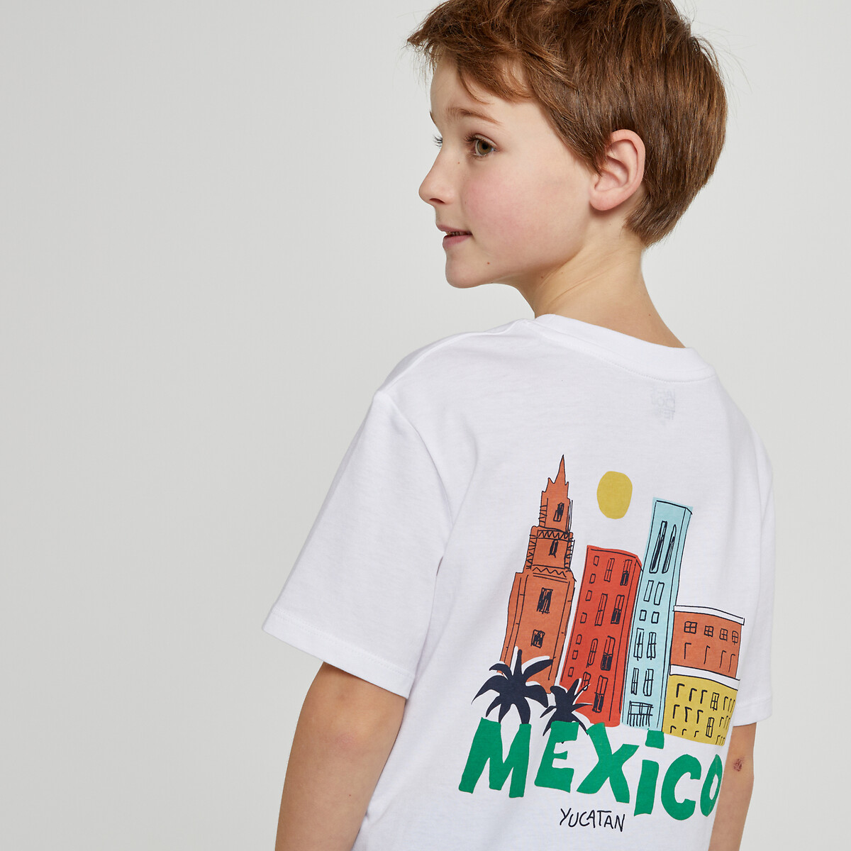 Mexico Print Cotton T-Shirt with Short Sleeves