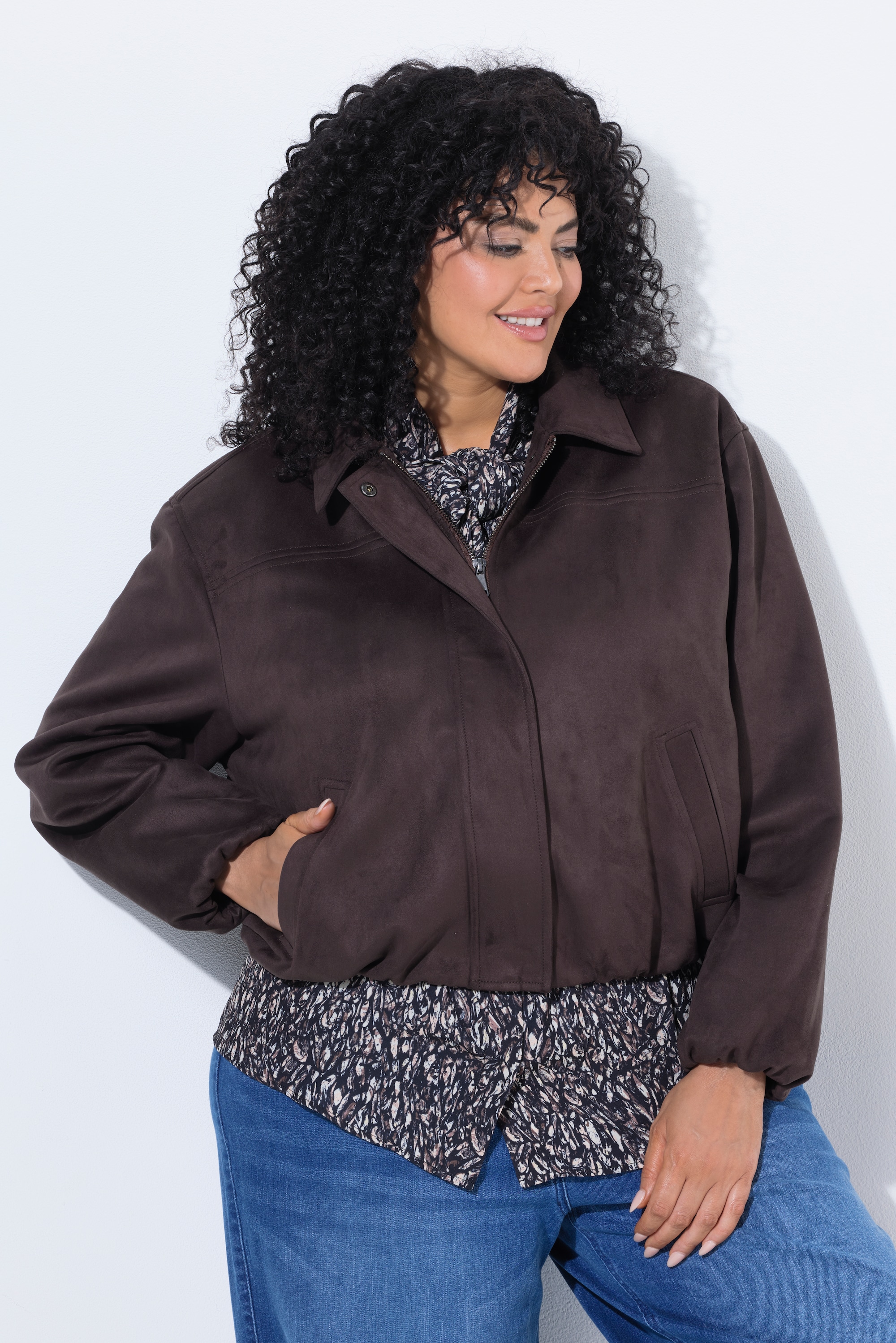 Veste aspect cuir suédé, coupe blouson, ULLA POPKEN