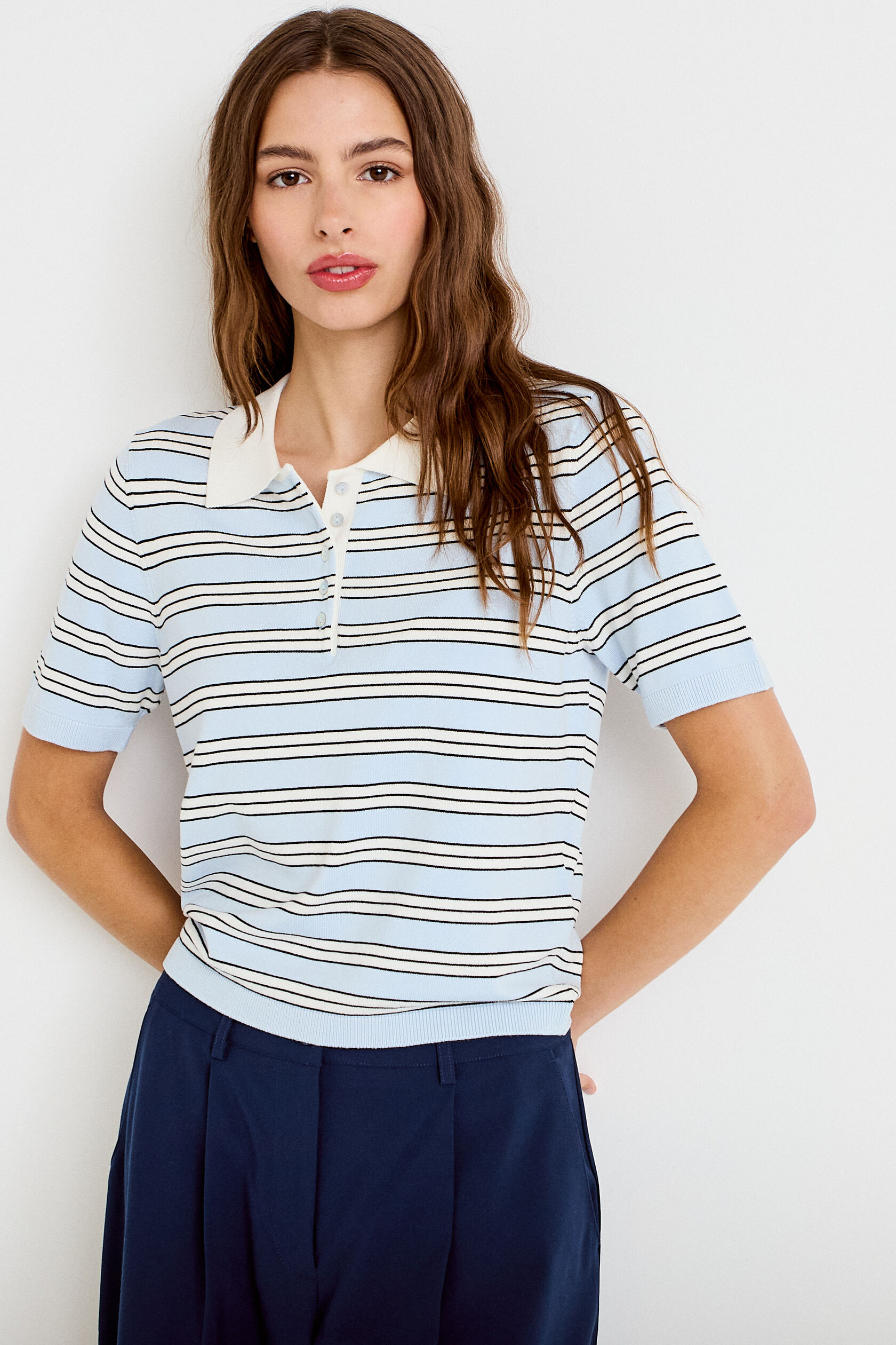 Polo manches courtes col chemise, CACHE CACHE