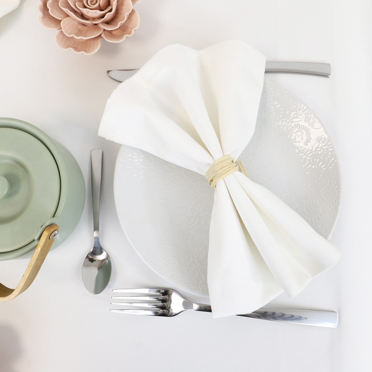 Lot de 6 serviettes de table satin de coton LUXE, LINANDELLE