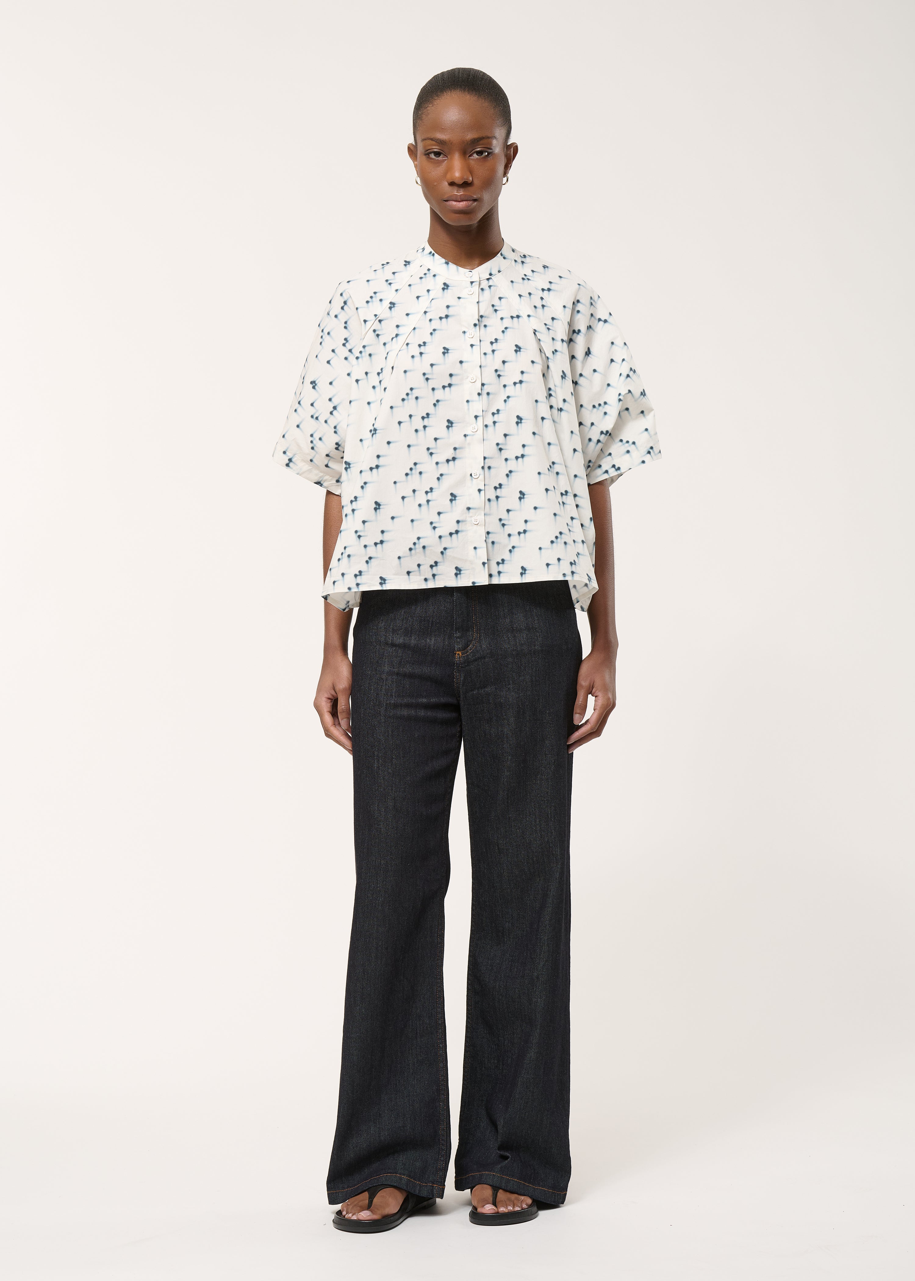 Jean flare taille haute en coton biologique, HUMILITY