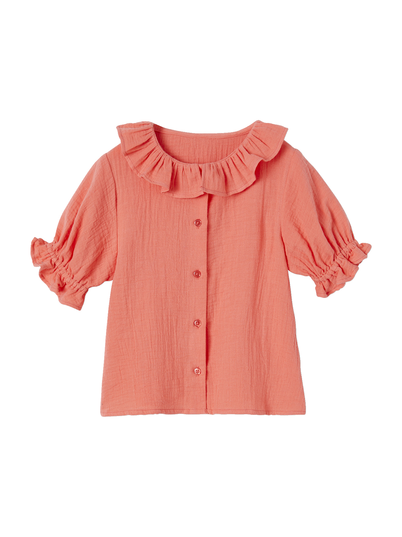 Blouse à collerette en gaze de coton, VERTBAUDET