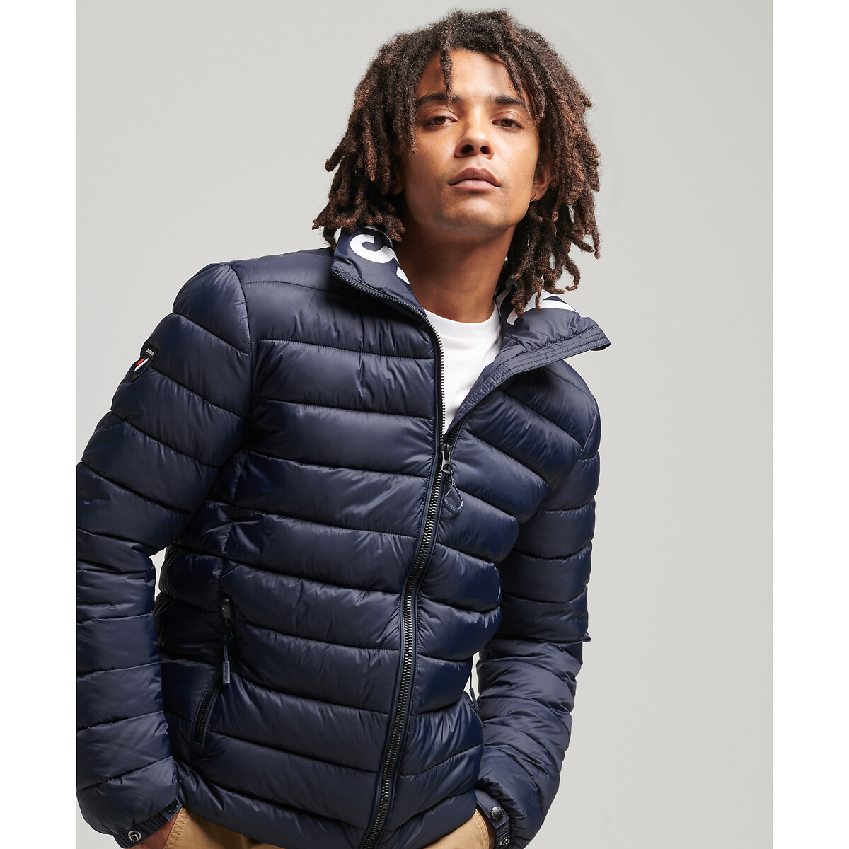 fuji padded jacket with high neck and zip fastening