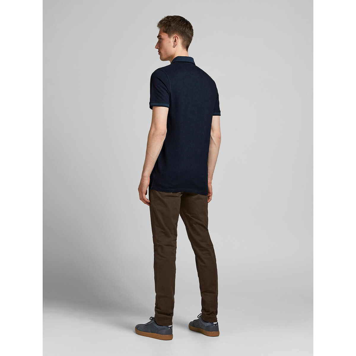 Mens Adults Polo Shirt Top Short Sleeve Striped Pocket Grey Navy M L XL XXL 07 