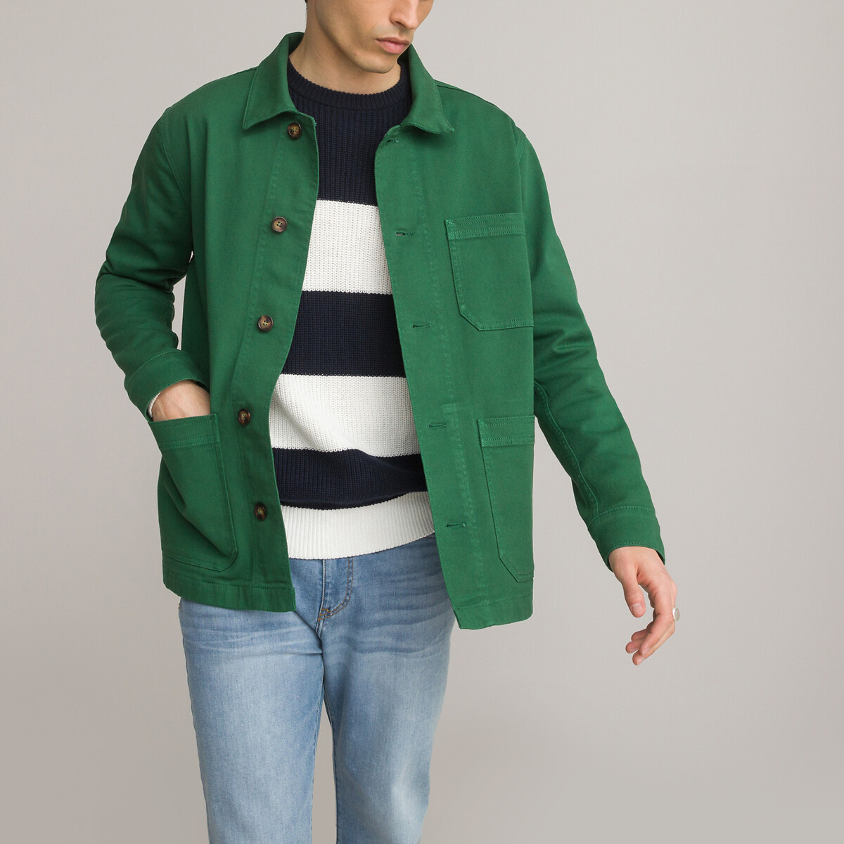 Cotton straight fit jacket racing green La Redoute Collections