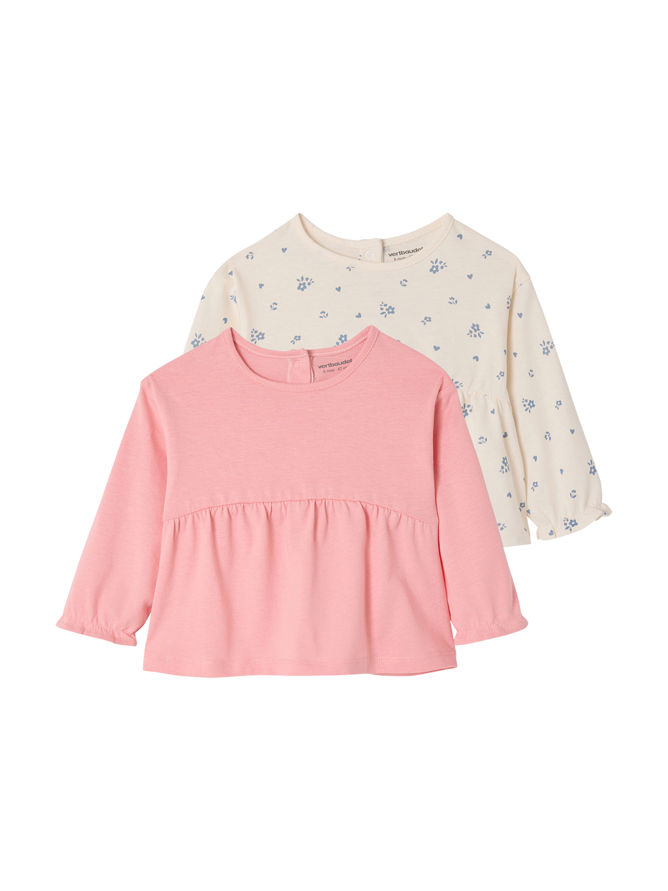 Lot 2 T-shirts manches longues, VERTBAUDET