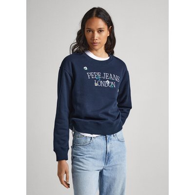 Embroidered Logo Sweatshirt in Cotton Mix with Crew Neck PEPE JEANS