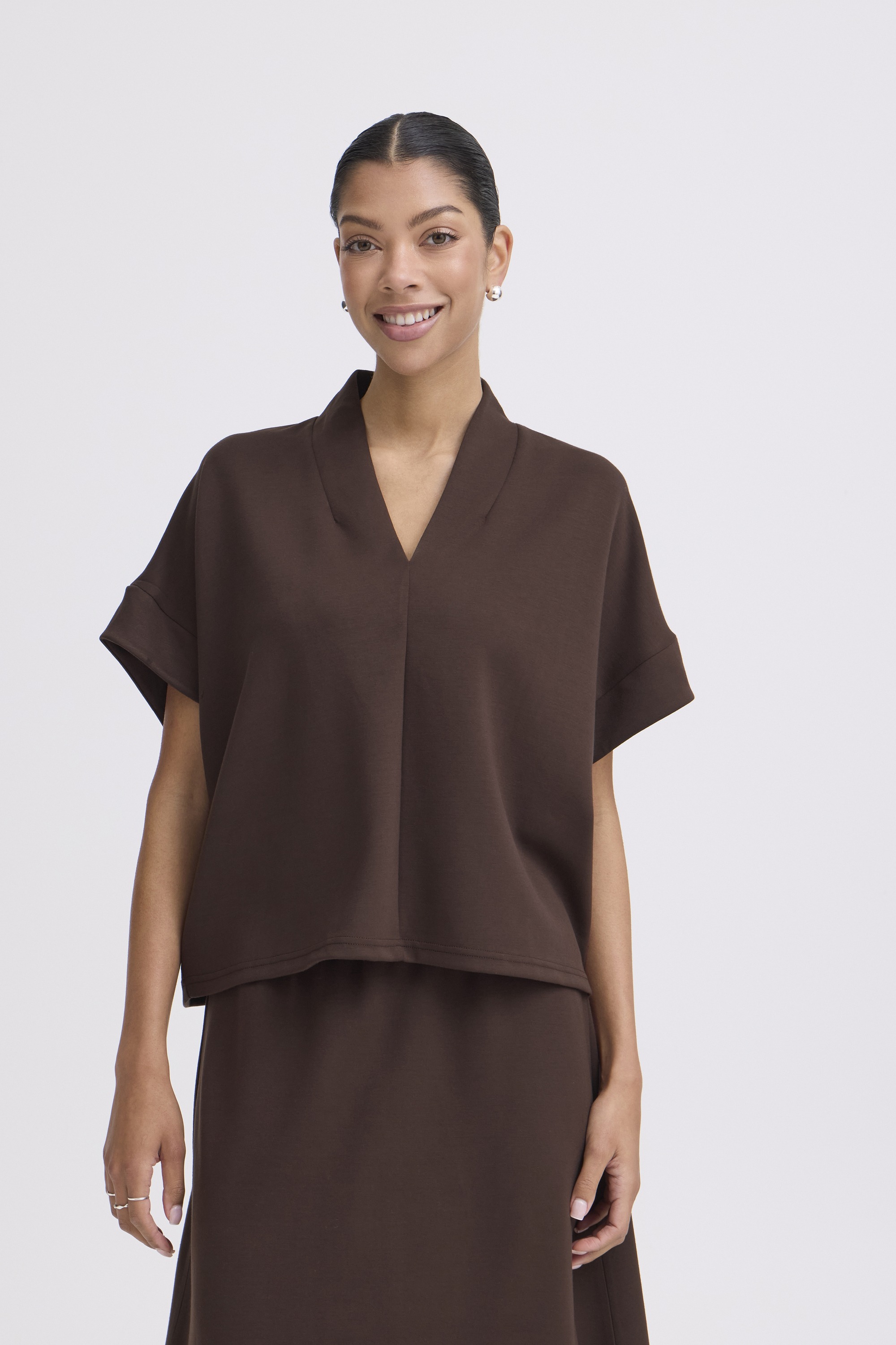 Blouse manches courtes, col V, coupe ample, B.YOUNG