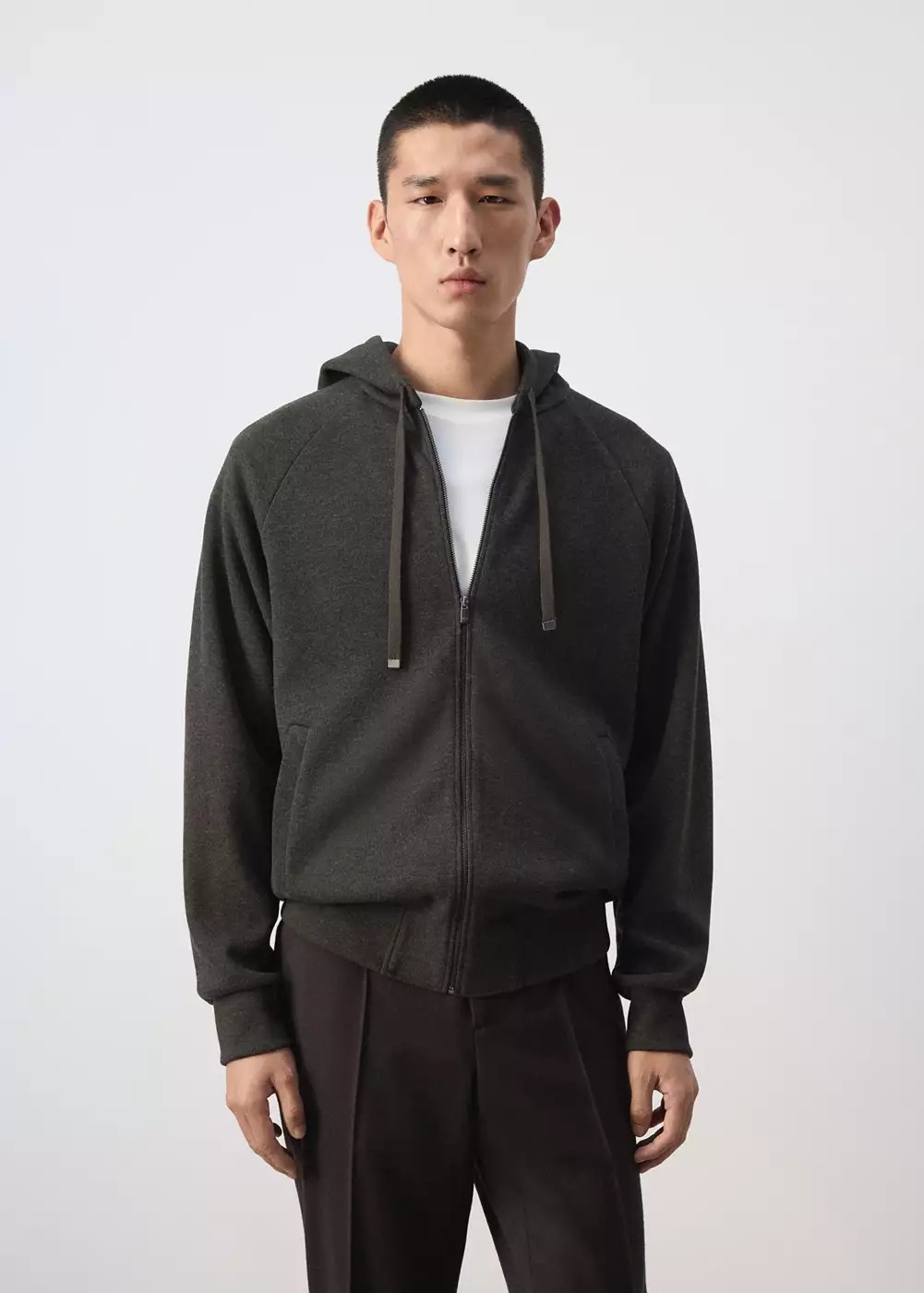Sweat-shirt zippé à capuche, MANGO MAN