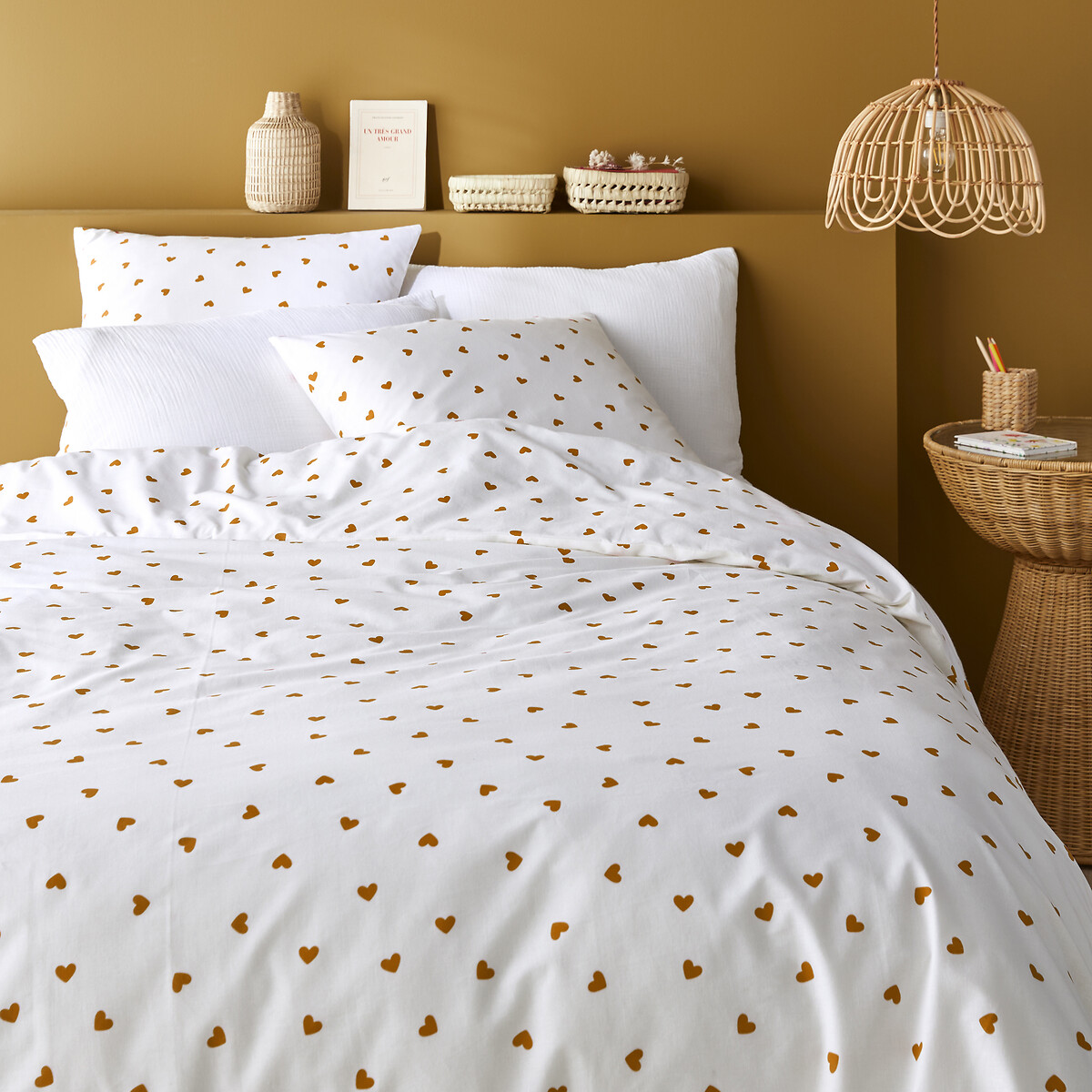 Juego de sábanas 50 % algodón reciclado, funda de almohada cuadrada Scacco caramelo, LA REDOUTE INTERIEURS