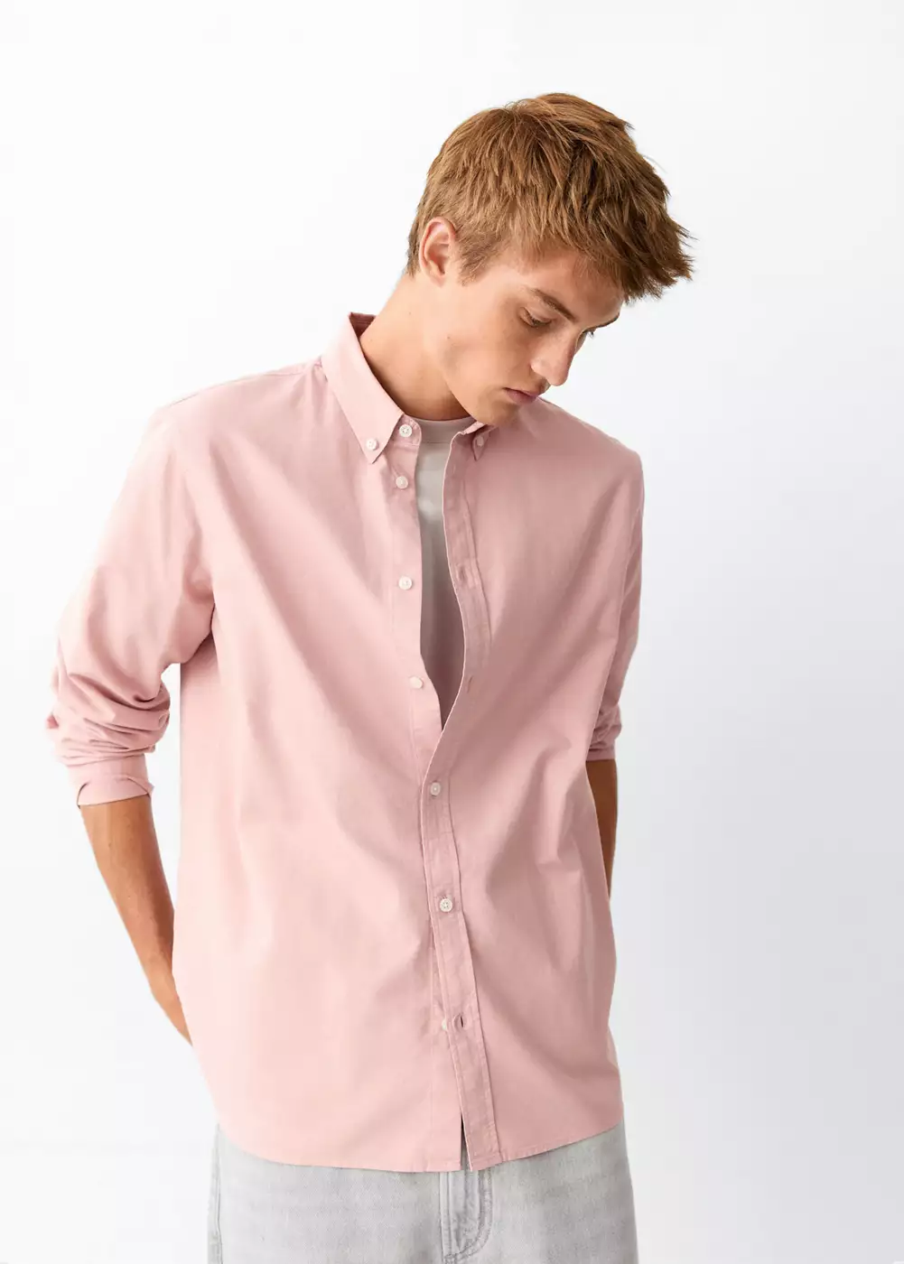 Chemise unie 100 % coton, MANGO TEEN