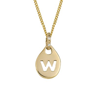 9ct Gold Alphabet 'W' Tag Necklace ELEMENTS GOLD