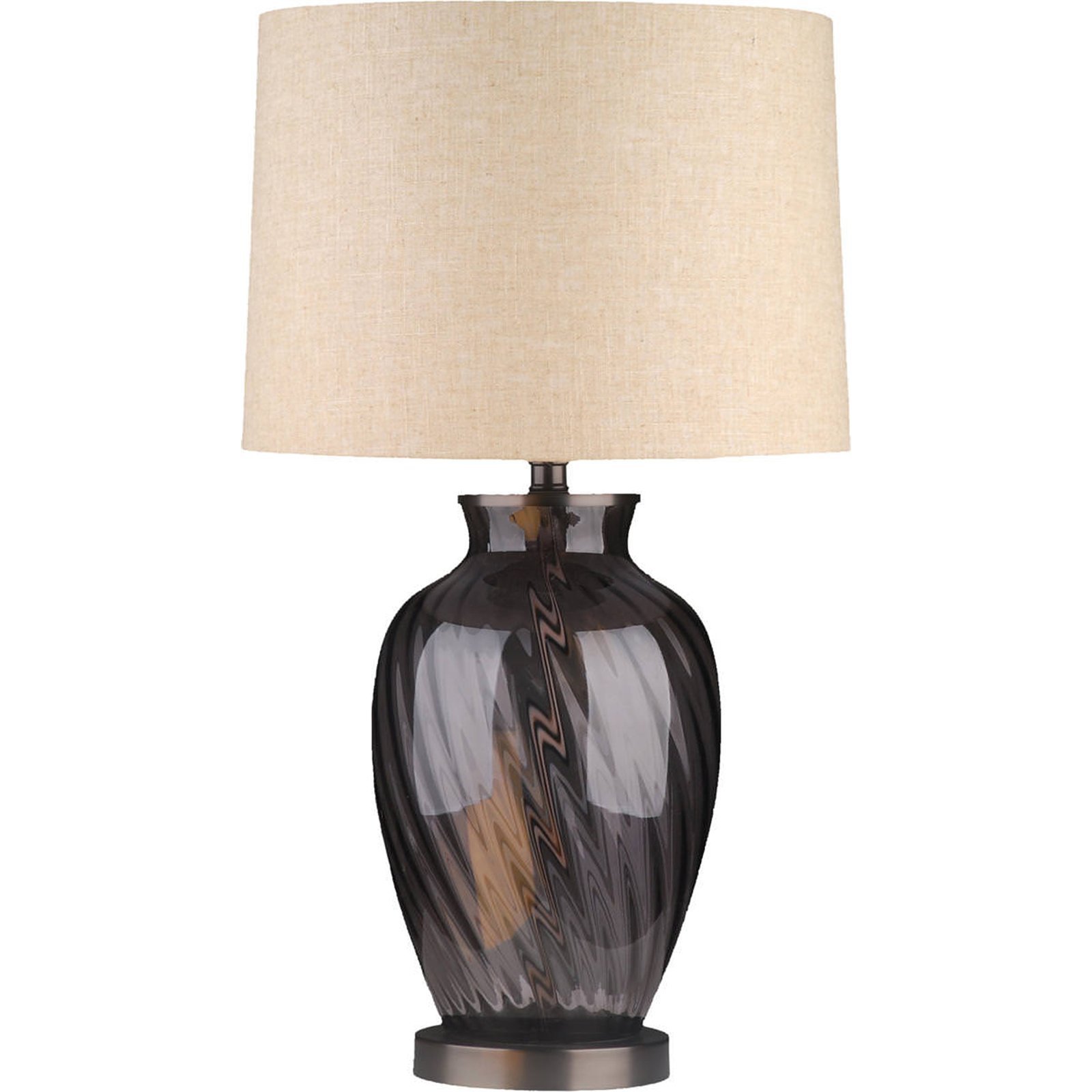 Lampe à poser verre fumé et abat-jour lin, RECOLLECTION