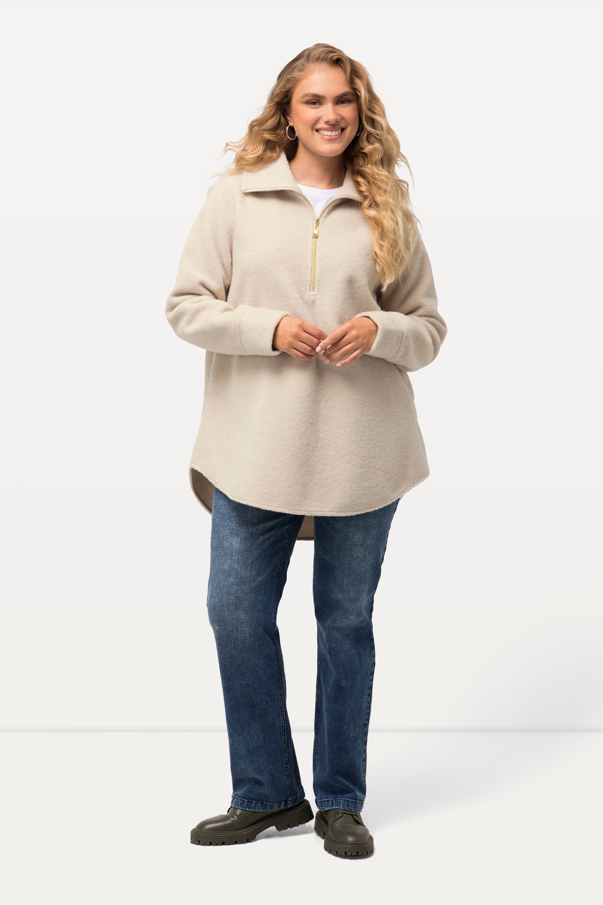 Sweat-shirt en polaire à col montant, ULLA POPKEN