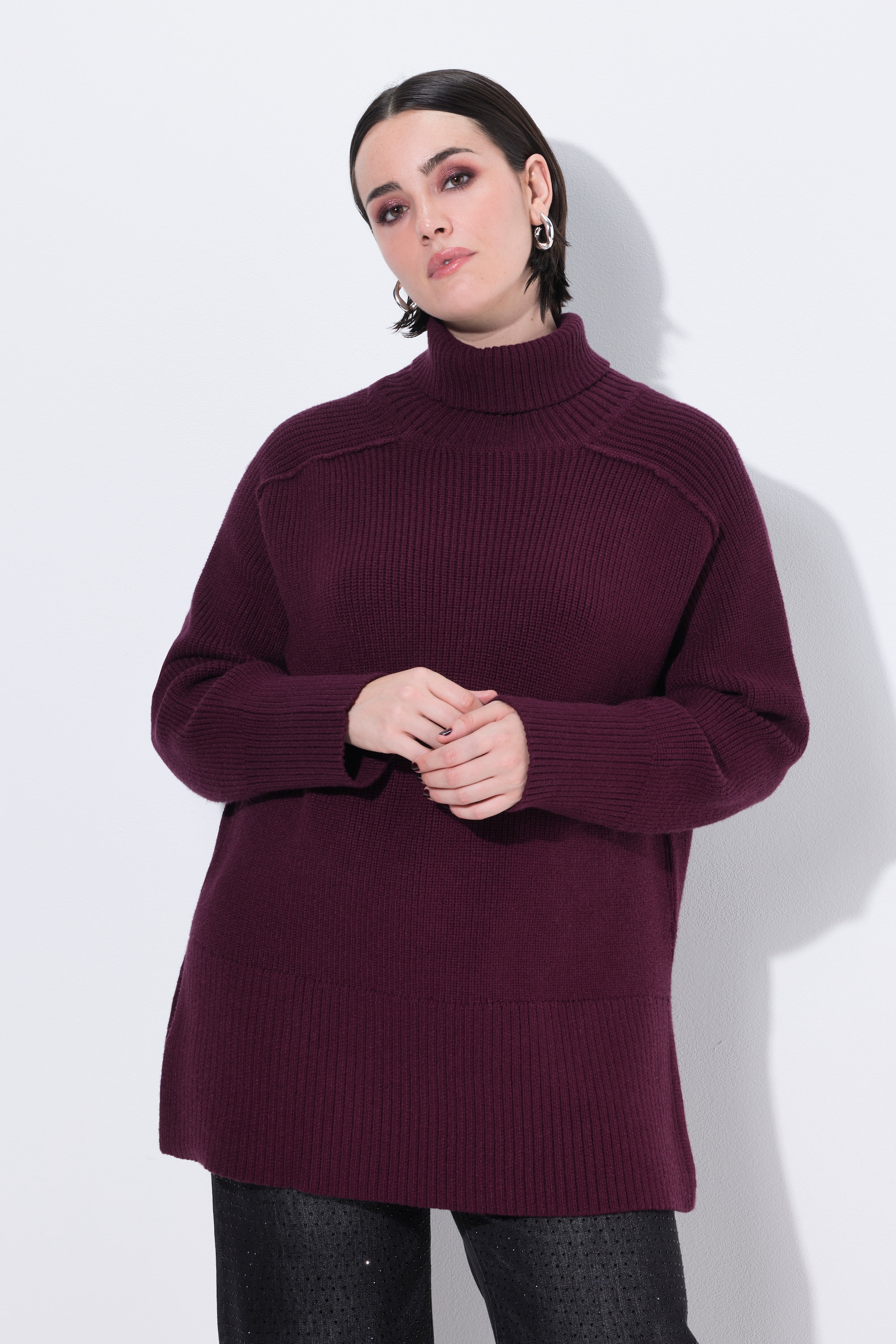 Pull en maille côtelée à col roulé, ULLA POPKEN