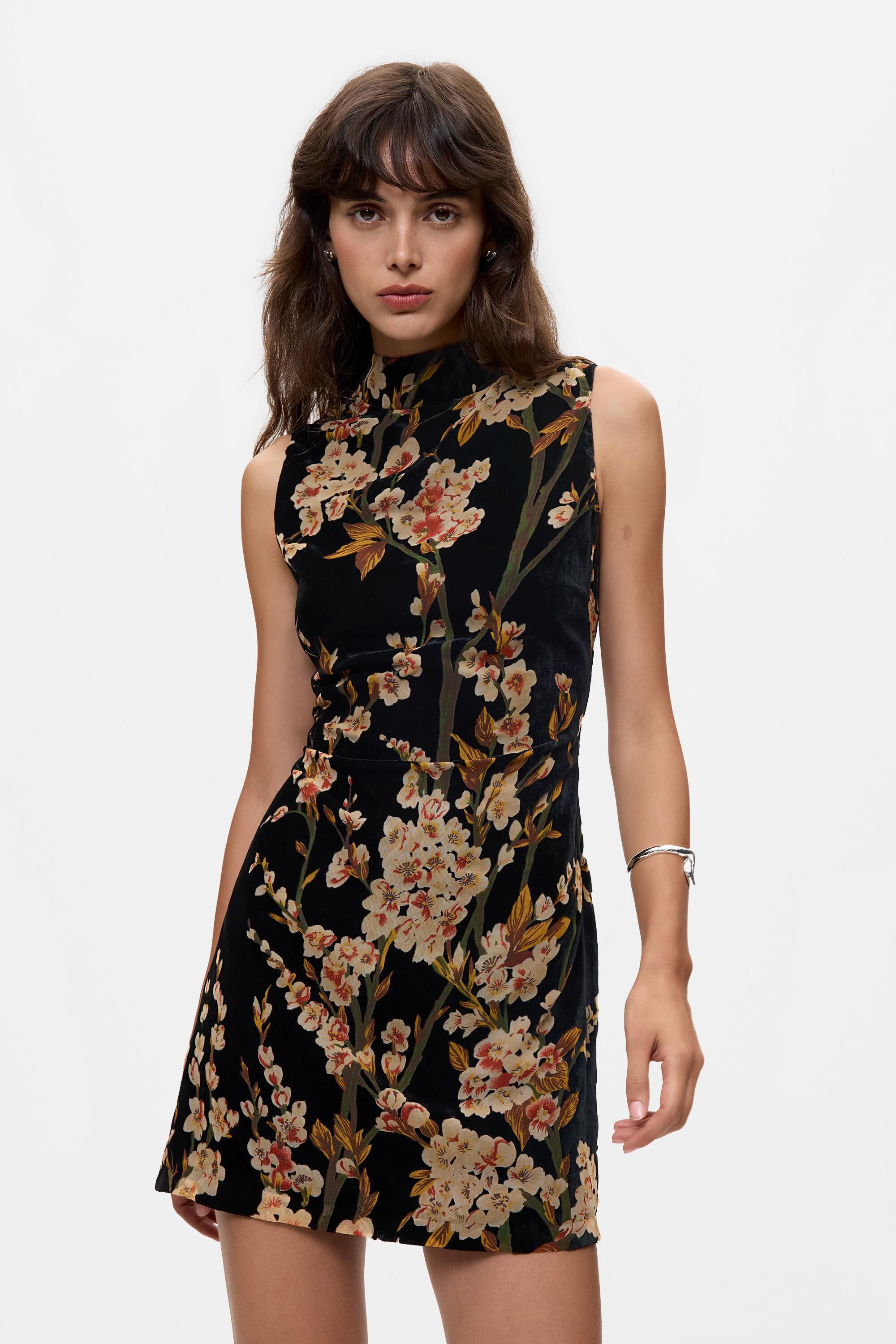 Robe en velours à fleurs, DESIGUAL