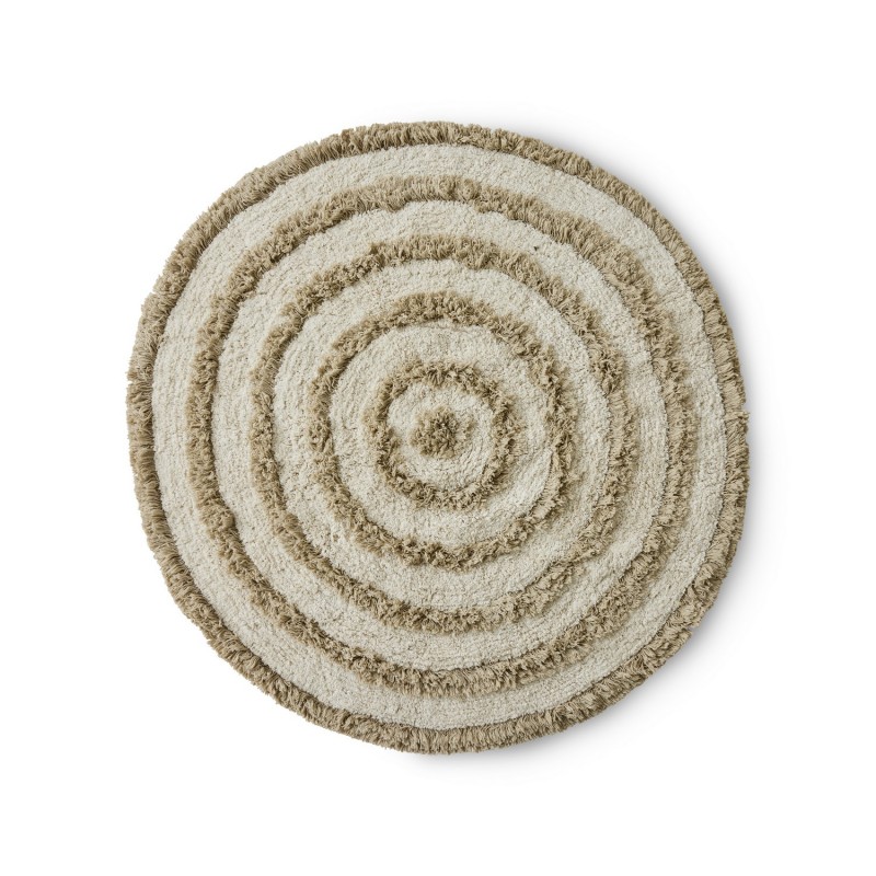 Tapis rond coton tufté rayures, HKLIVING