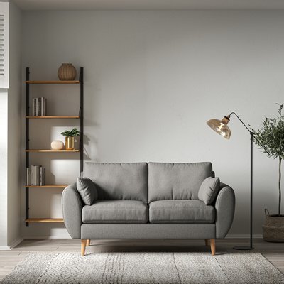 Ada Scandi Soft Brushed 2 Seater Sofa with Light Wood Legs SO'HOME
