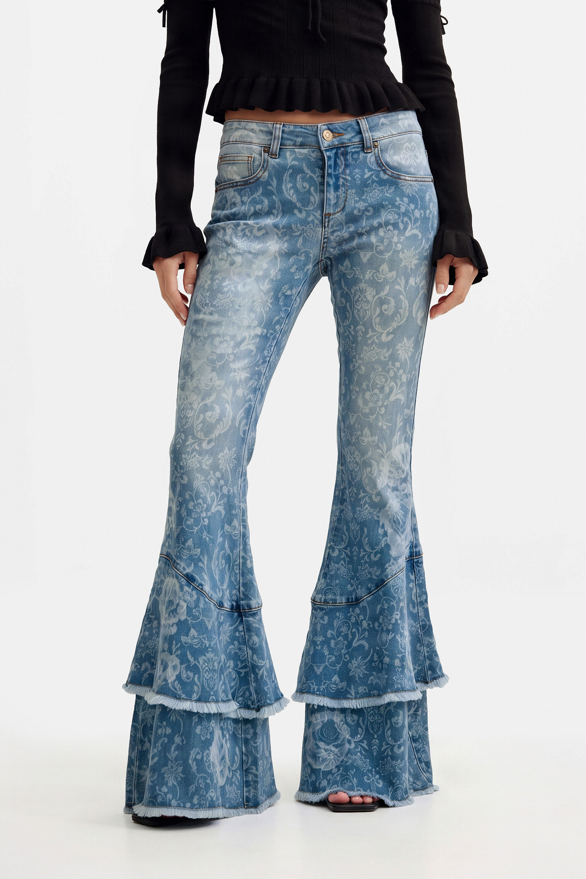 Pantalon jean flare imprimé, DESIGUAL
