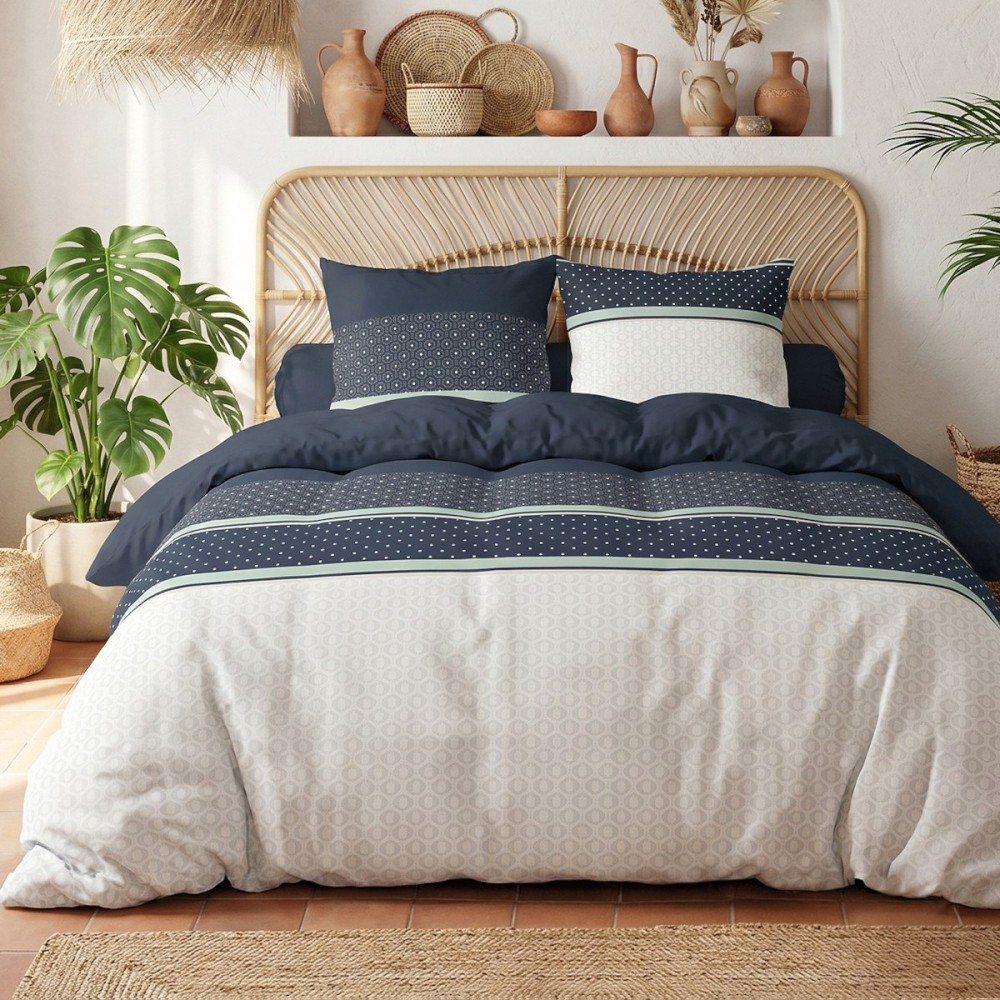 Housse de couette 100% coton 57 fils + 2 taies d’oreiller, DECORATIE