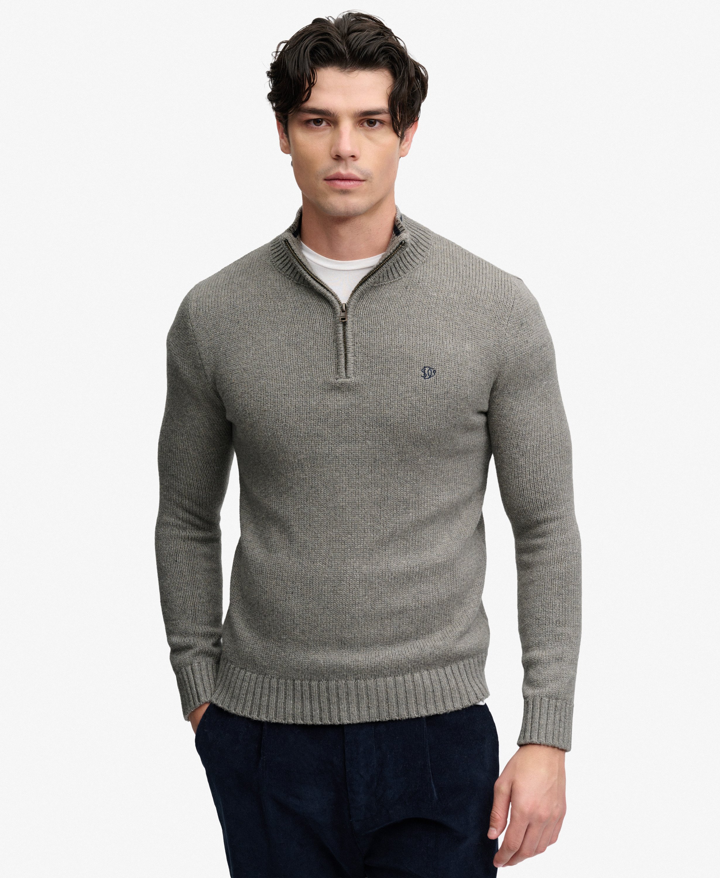 Pull Half Zip Preppy coupe ajustée, SUPERDRY