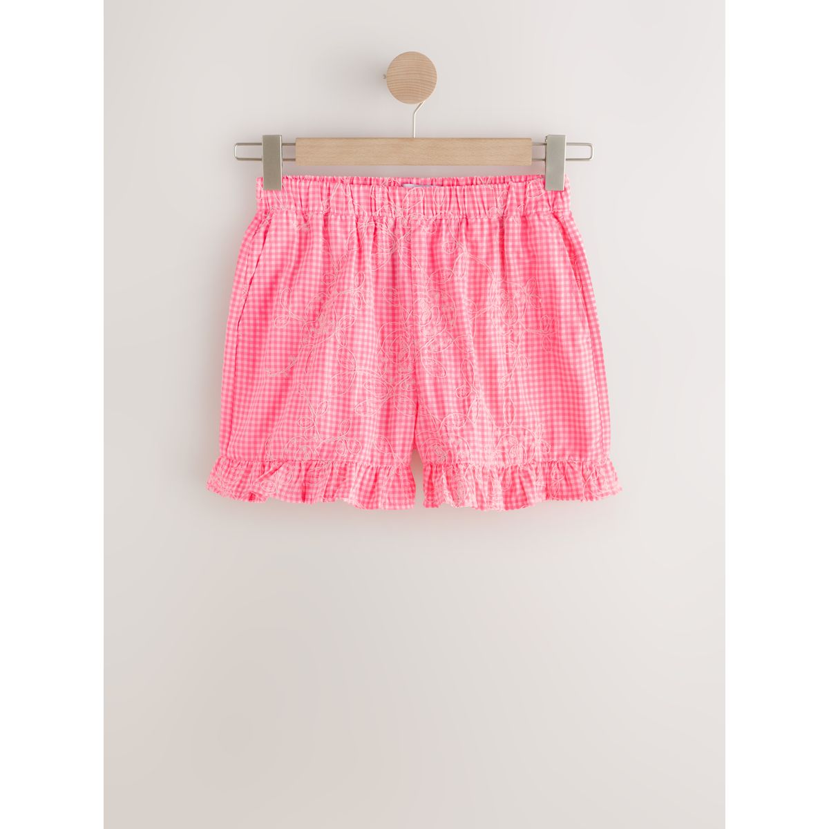 Short à motif vichy et broderies, NEXT