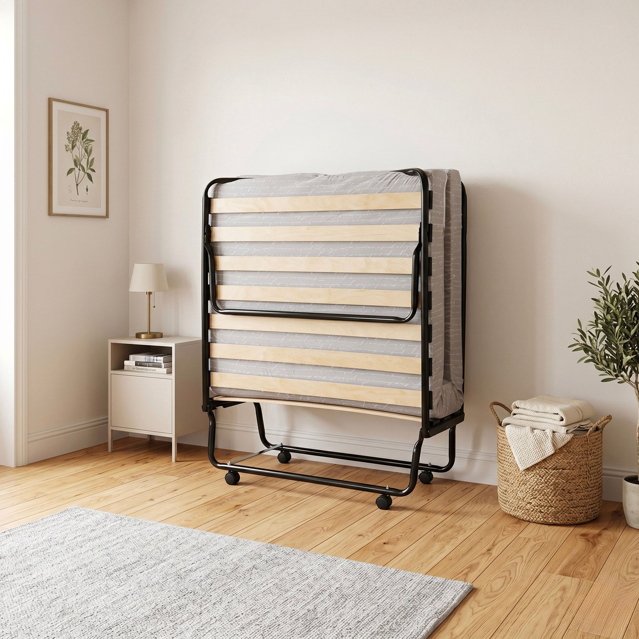 Lit d'appoint pliant avec matelas 10 cm, TERRE DE NUIT