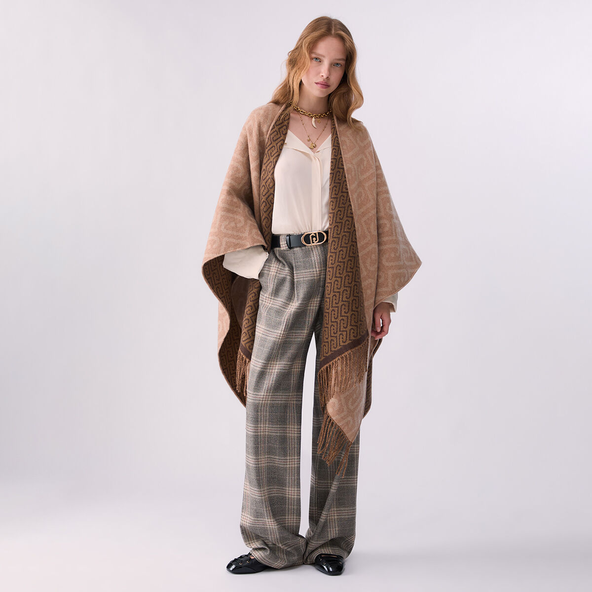 Poncho monogramme jacquard, LIU JO