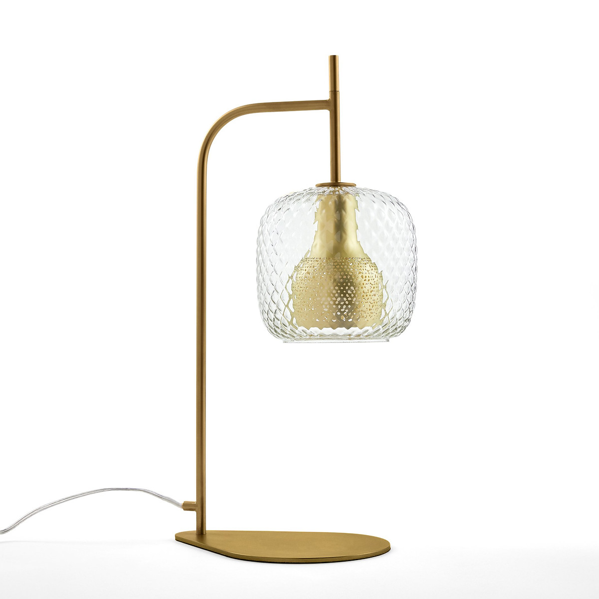 Mistinguett Brass and Chiselled Glass Table Lamp