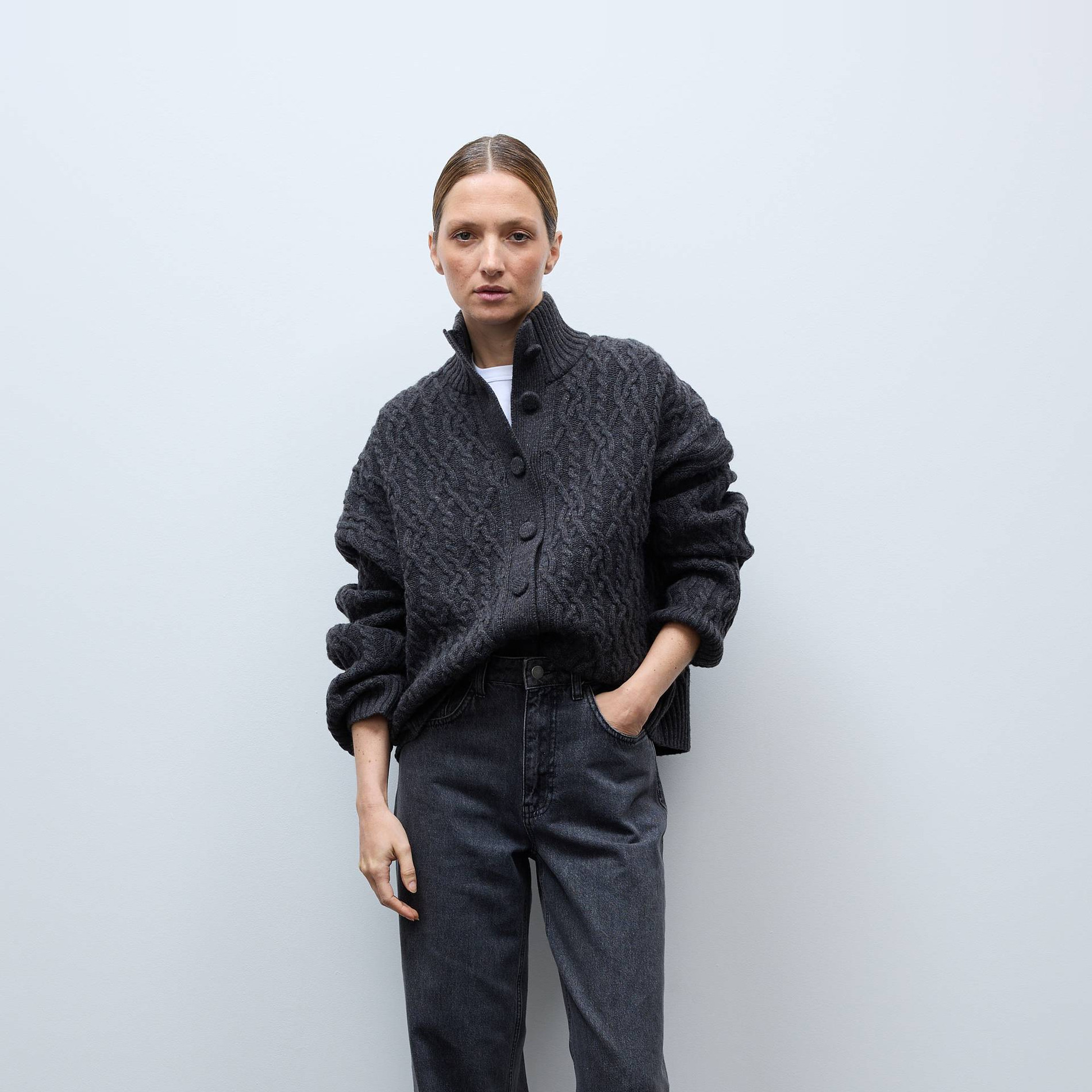 Jean large droit en coton, MONOPRIX