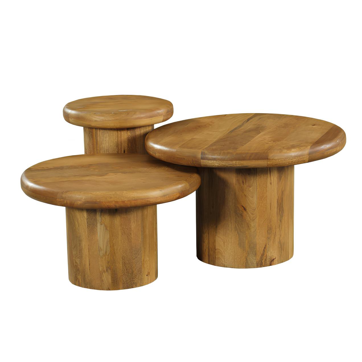 Table basse gigogne en bois épais (lot de 3) ALMA, PIER IMPORT